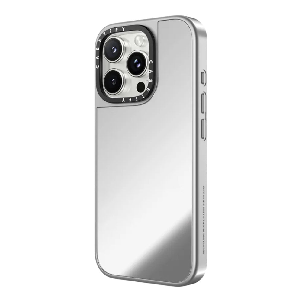 Casetify mirror marco blanco iphone 15 color gris