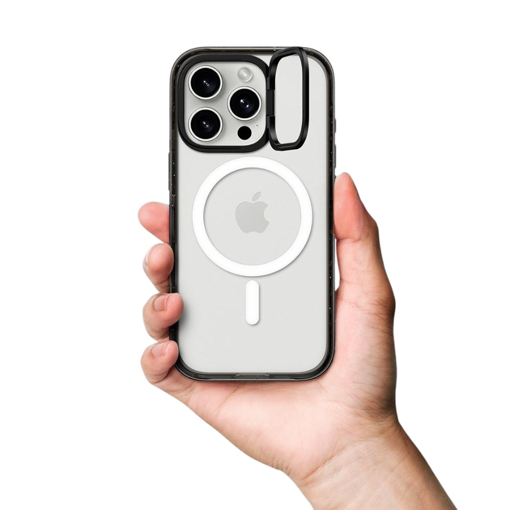Casetify ring stand con magsafe marco negro iphone 15 pro color transparente