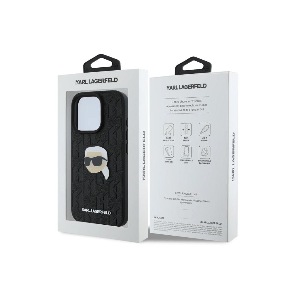 Karl Lagerfeld hc pu monogram k. head pin black iphone 16 pro max