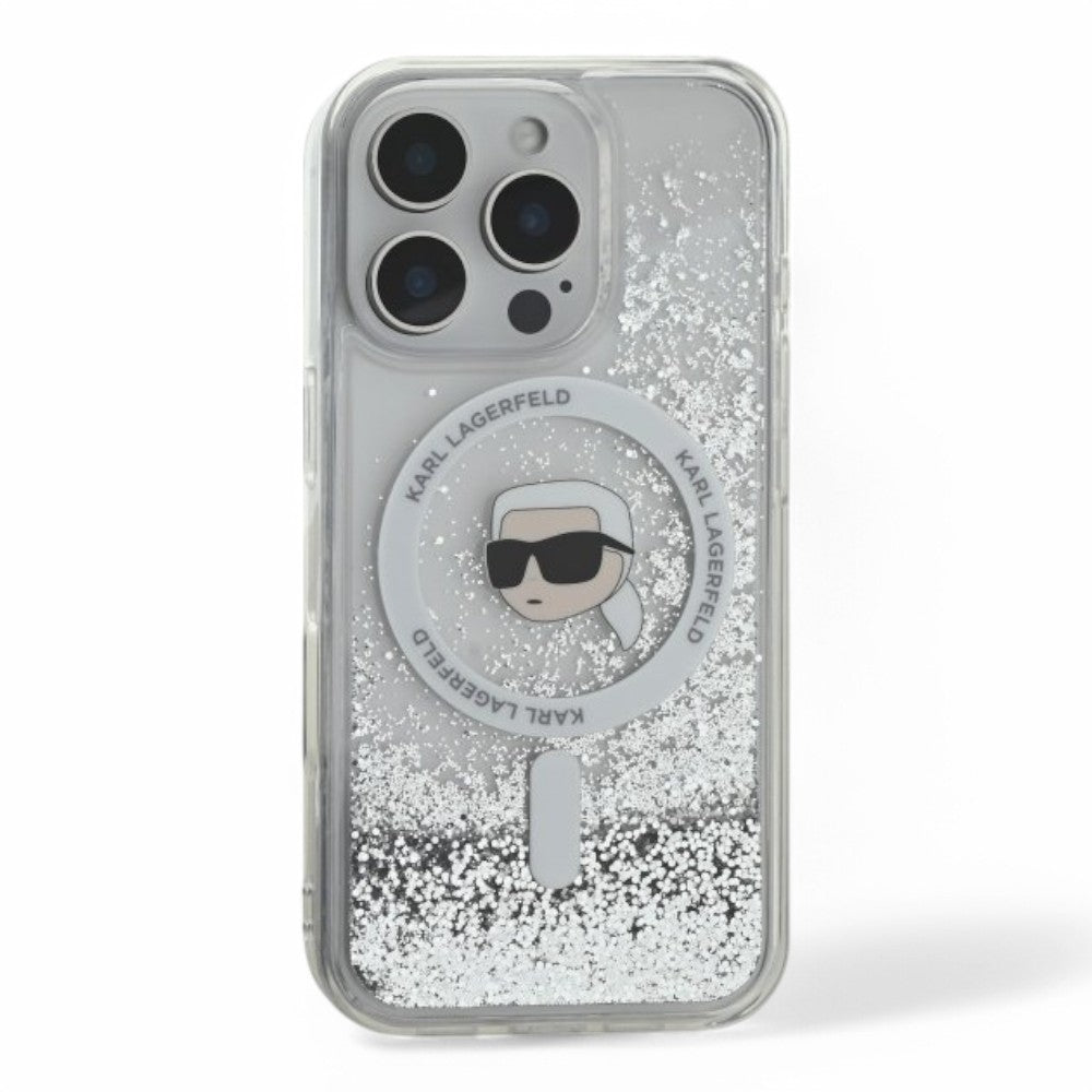 Karl Lagerfeld hc magsafe liq. glitter k. head transparent iphone 16 pro