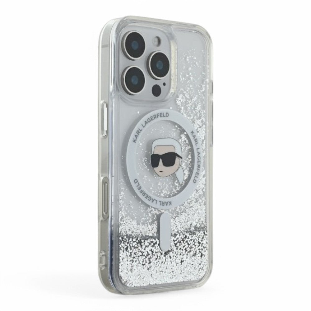 Karl Lagerfeld hc magsafe liq. glitter k. head transparent iphone 16 pro