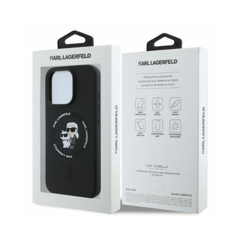 Karl Lagerfeld hc magsafe silicone kc heads ring black iphone 16 pro