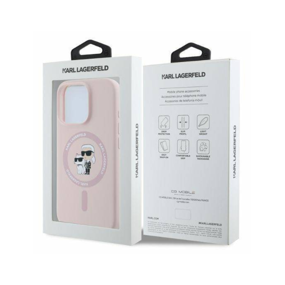 Karl Lagerfeld hc magsafe silicone kc heads ring pink iphone 16 pro