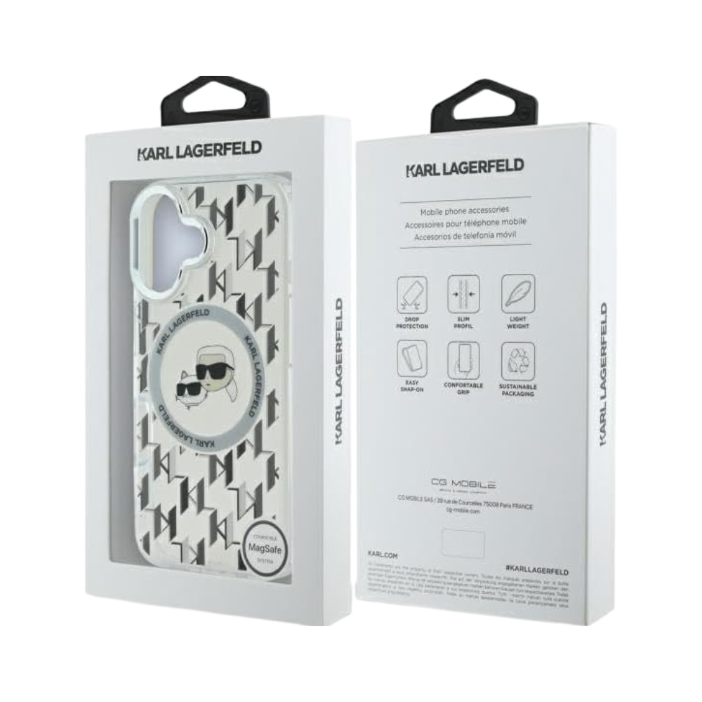 Karl Lagerfeld hc magsafe iml metal monogram kc heads transparent iphone 16