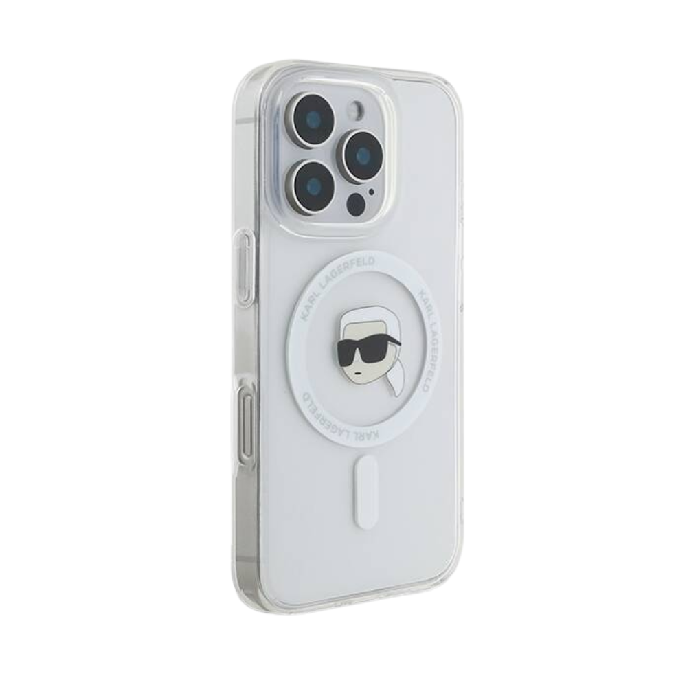 Karl Lagerfeld hc magsafe iml metal k. head white iphone 16 pro max