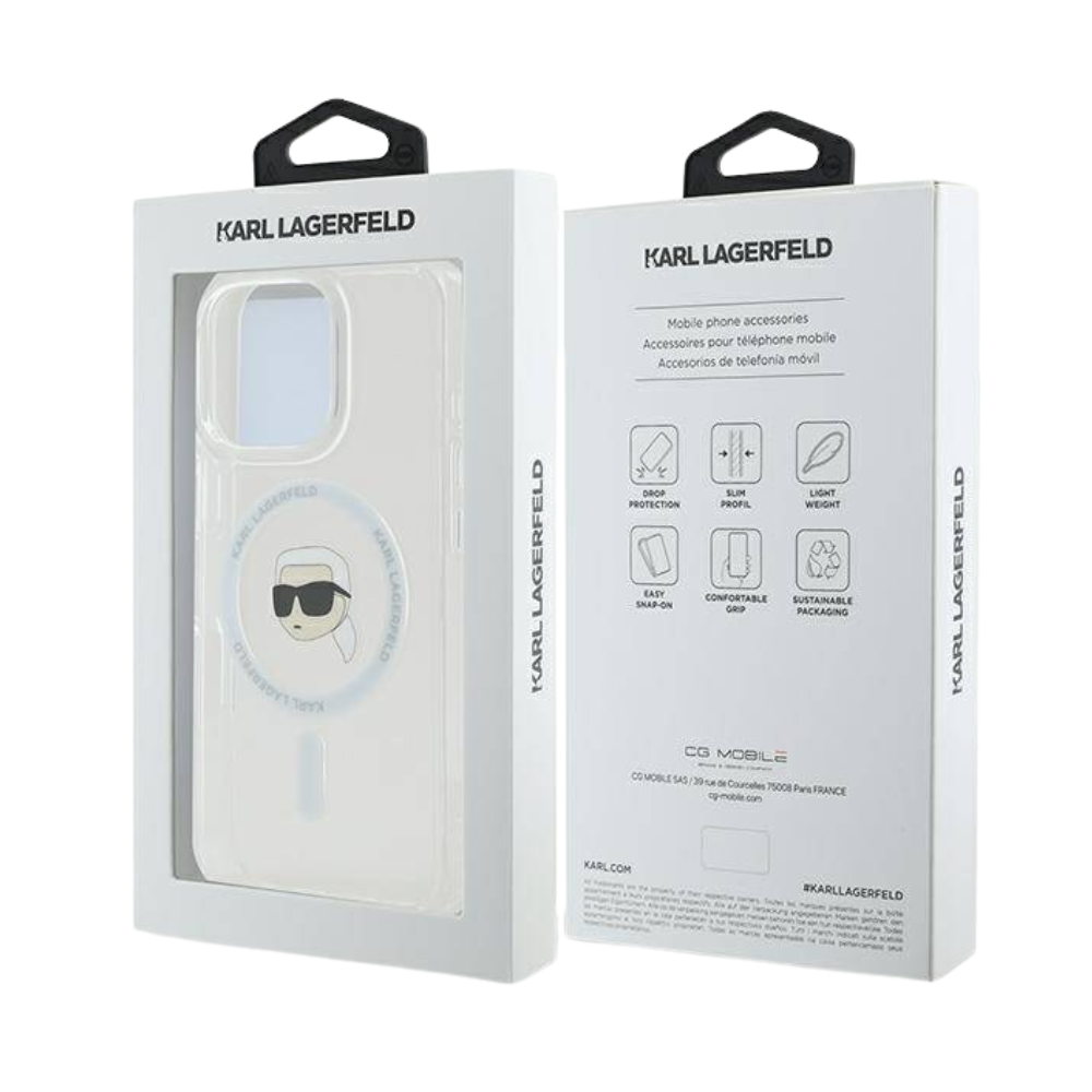 Karl Lagerfeld hc magsafe iml metal k. head white iphone 16 pro max