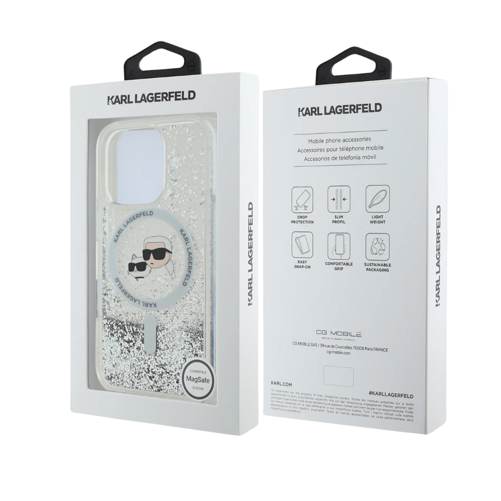 Karl Lagerfeld hc magsafe liq. glitter kc heads transparent iphone 16 pro max