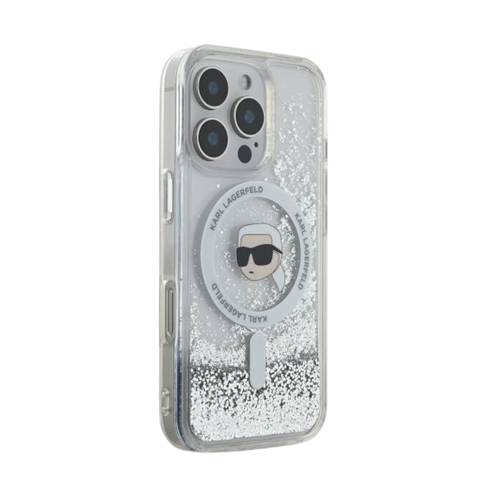 Karl Lagerfeld hc magsafe liq. glitter k. head transparent iphone 16 pro max