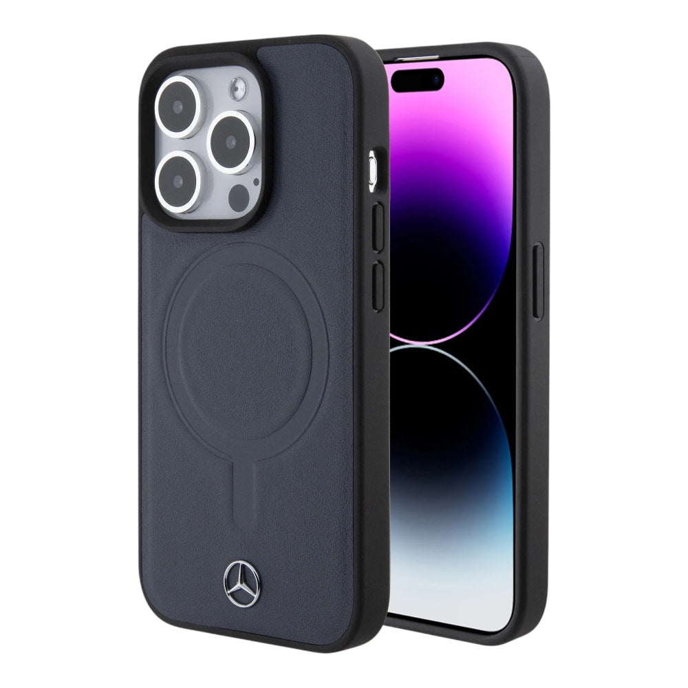 Mercedes-Benz mb hc magsafe plain smooth leather navy iphone 16 pro