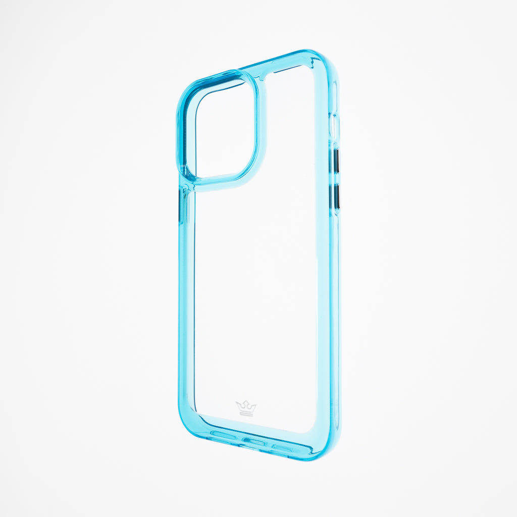 Estuche transparente el rey marco de apple iphone 14 pro color turquesa / transparente