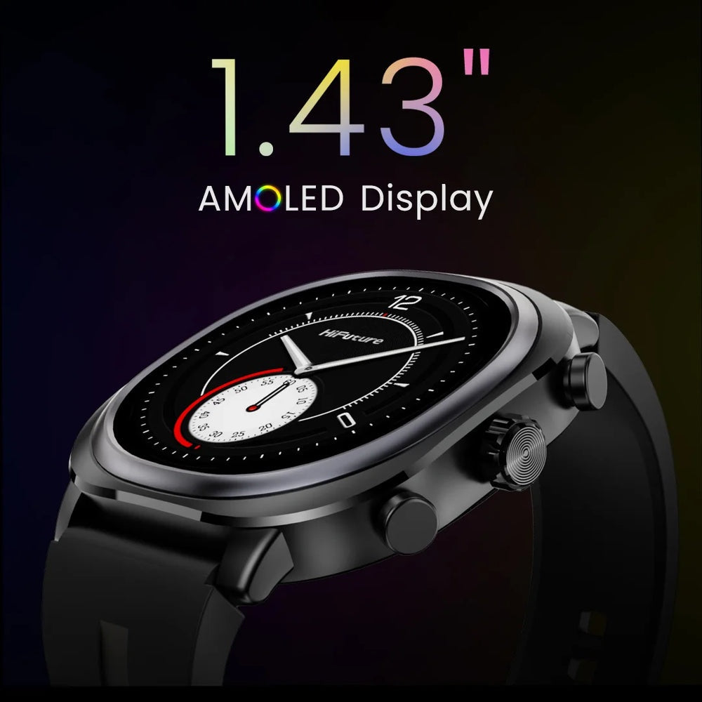 Smartwatch hifuture aix lite 1.43 inch de pantalla Amoled procesador dual core syntra AI con más de 100 modos de deportes banda de silicon