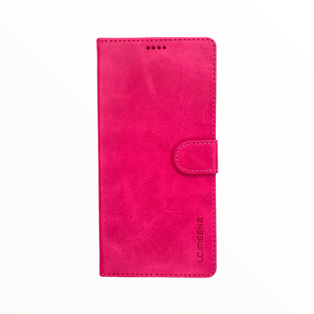 lc imeeke folio notebook wallet case with card holder samsung a01 pink color