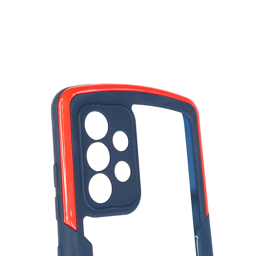 Generic transparent case transparent reinforced frame and back Samsung A72 red / transparent color