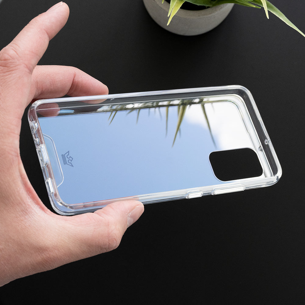 Transparent case the king with buttons samsung a73 gray / transparent color
