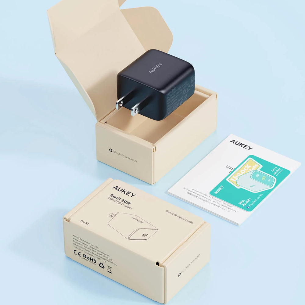 Aukey Wall Charger 1 Pack Portable 20W Pd Wall Color White