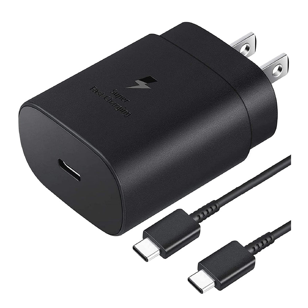 Cargador samsung carga rapida ultra rapido de 25 w negro + cable tipo c a tipo c