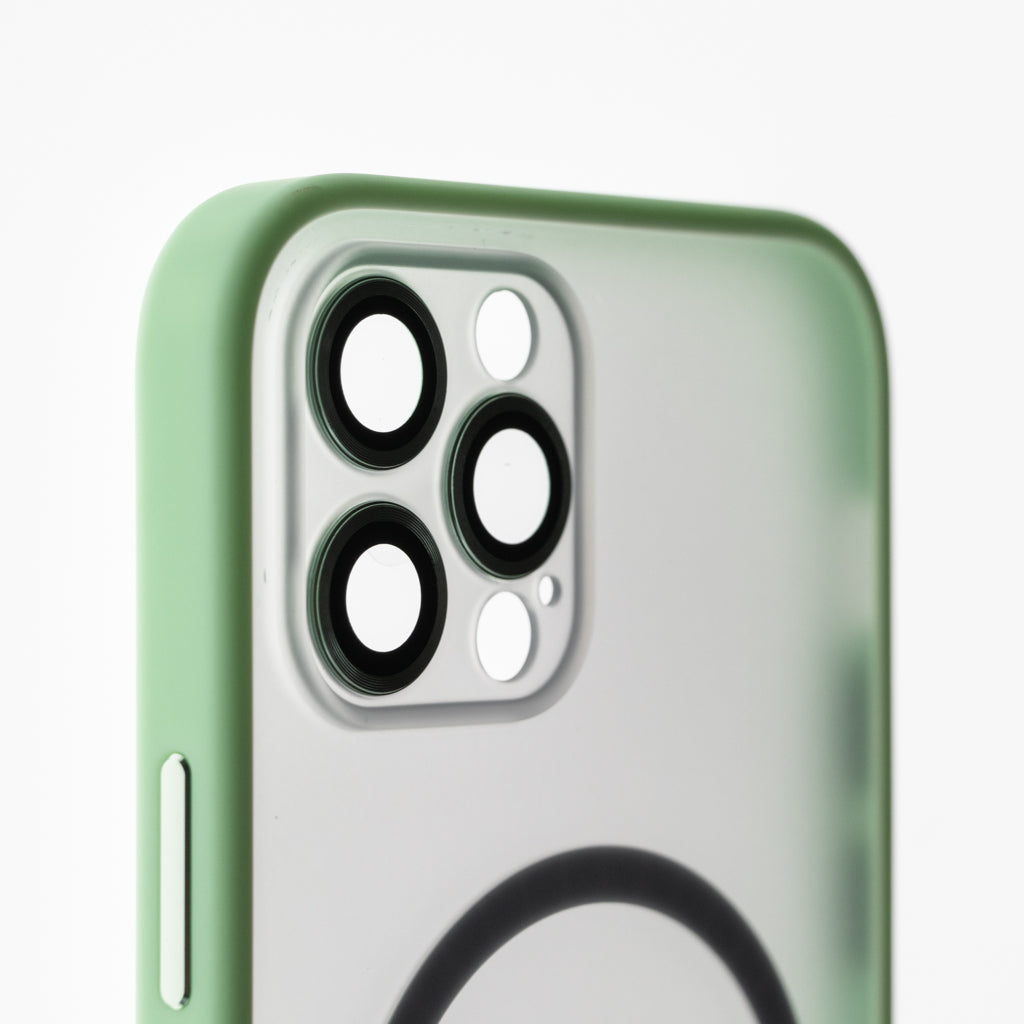 The King Magsafe Tempered Glass Case with Rear Camera Tempered Glass Frame Apple iPhone 12 Pro Max Green Color