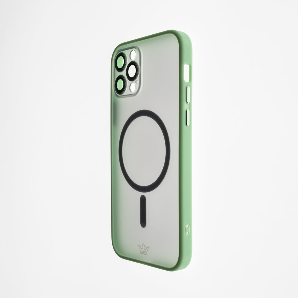 The King Magsafe Tempered Glass Case with Rear Camera Tempered Glass Frame Apple iPhone 12 Pro Max Green Color