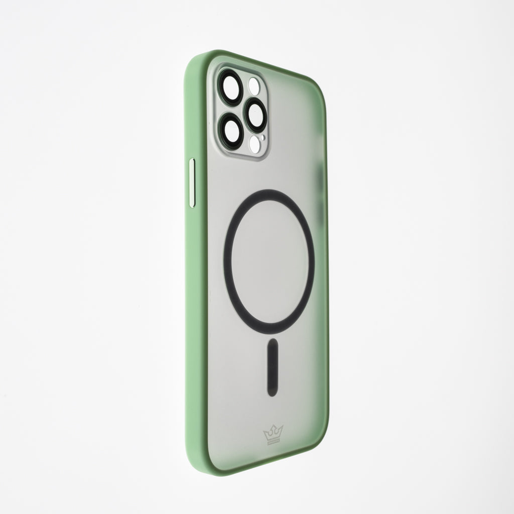 The King Magsafe Tempered Glass Case with Rear Camera Tempered Glass Frame Apple iPhone 12 Pro Max Green Color