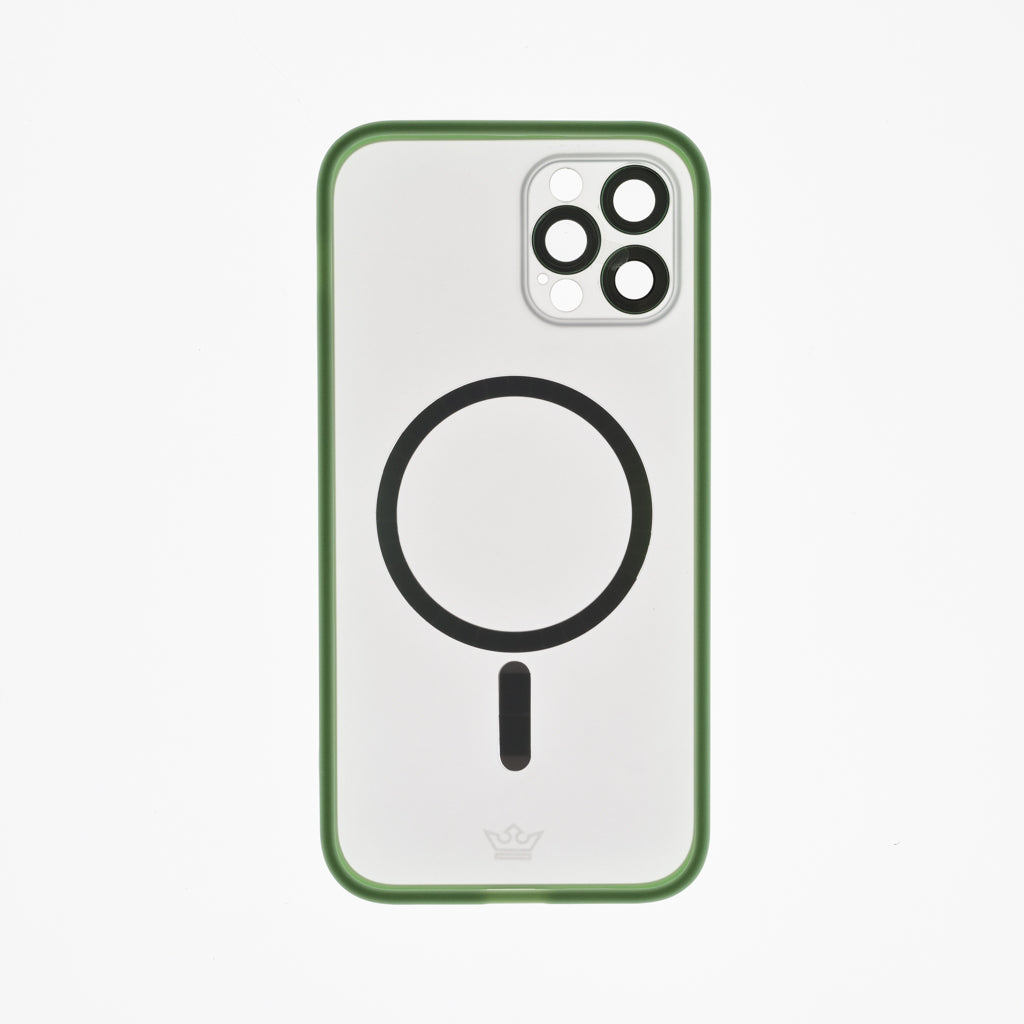 Estuche vidrio templado el rey magsafe con marco de vidrio templado de camara trasera apple iphone 13 pro color verde