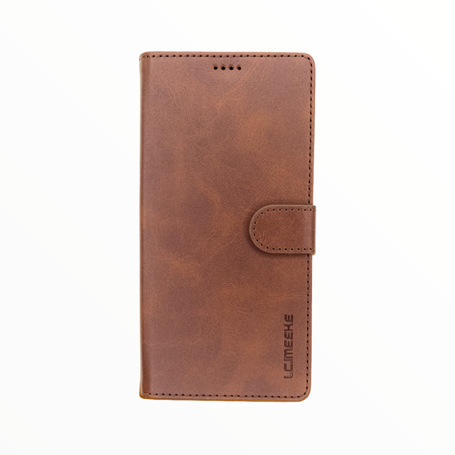 lc imeeke folio notebook wallet case with card holder apple iphone 12 pro max brown color