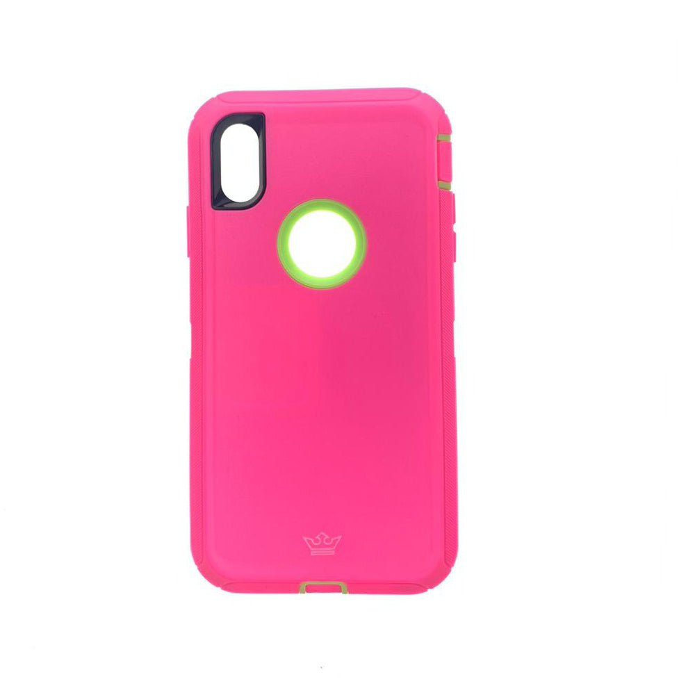 Protective case king defender apple iphone xs max pink/green color