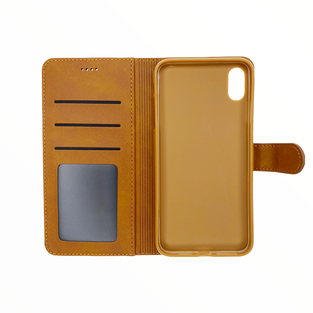 lc imeeke folio notebook wallet case with card holder apple iphone xr brown color