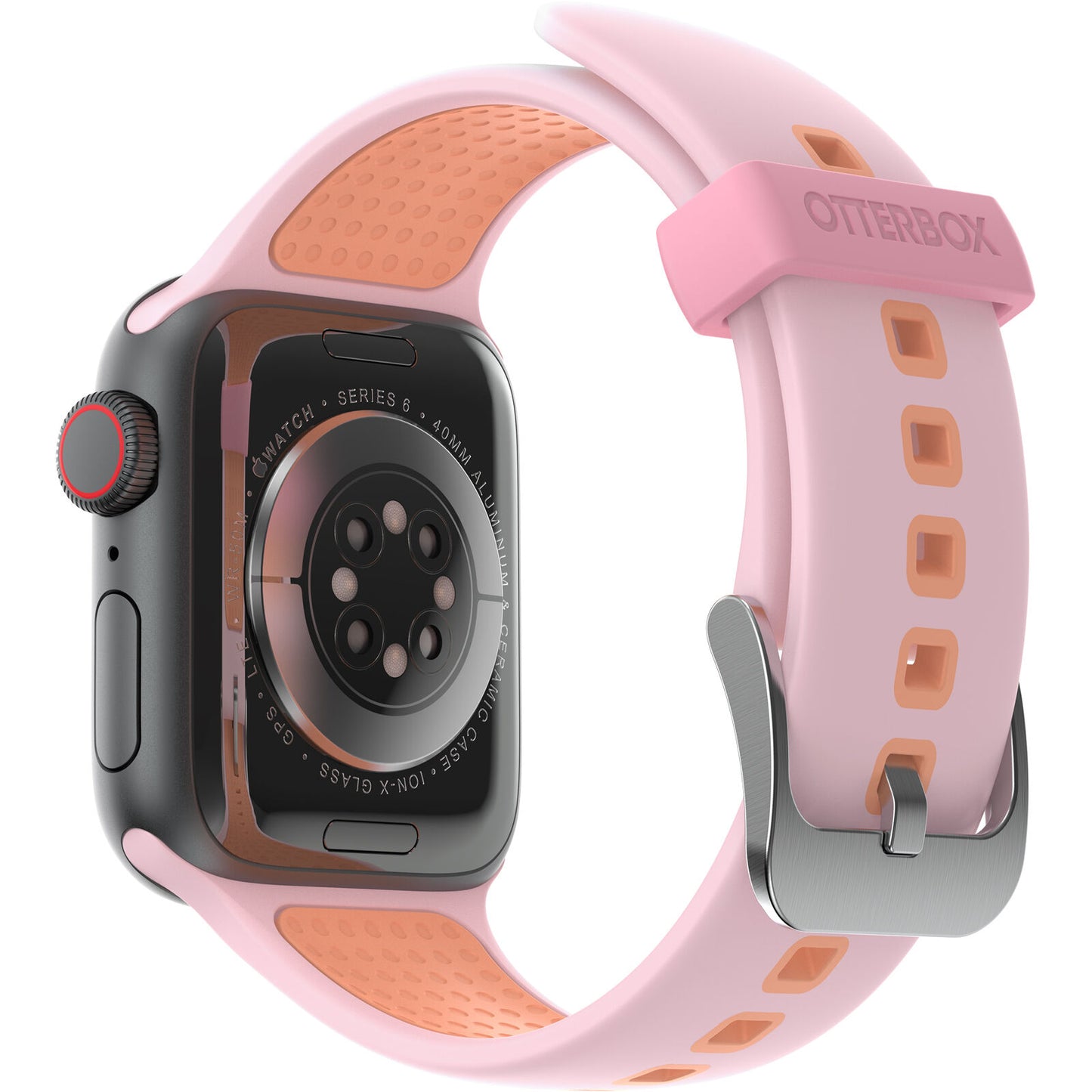 Accesorio otterbox pulsera silicon all day band apple watch 42 / 44 / 45 mm color rosado / melon