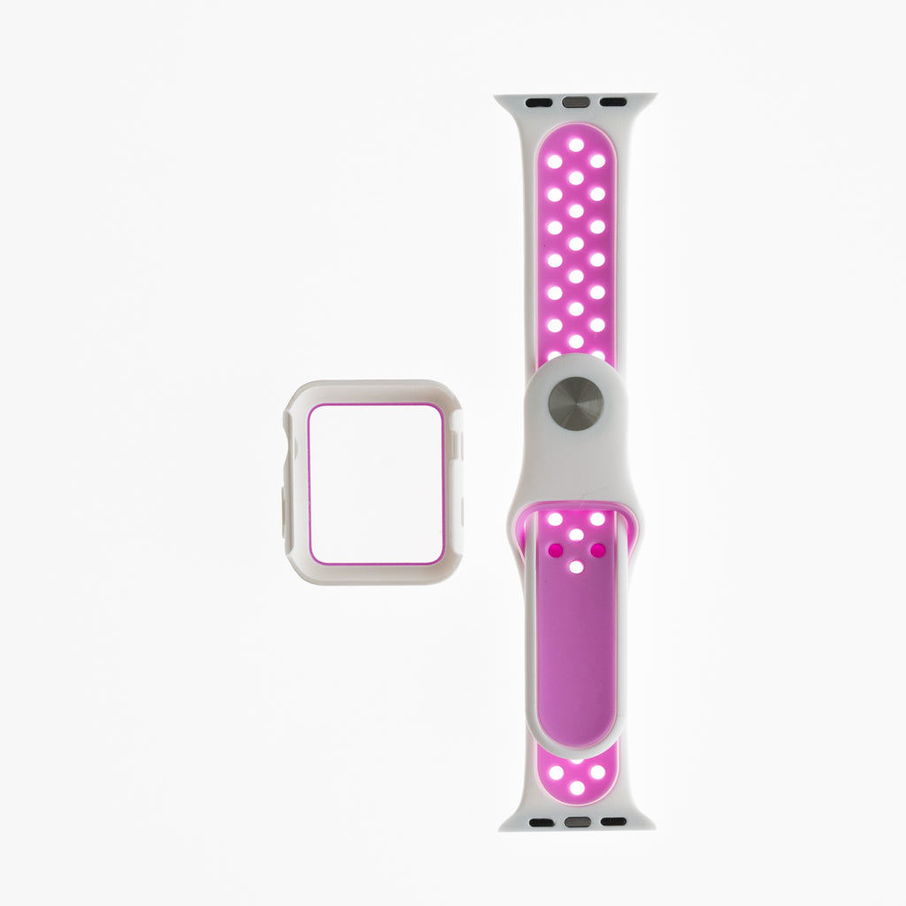 Generic Accessory Nike Bracelet With Bumper Apple Watch 44 Mm Color White / Fuchsia