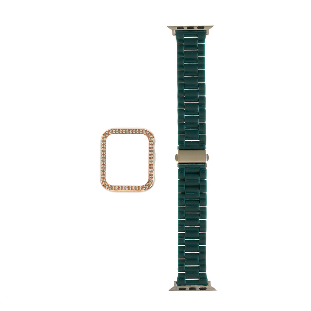 Generic Accessory Bracelet With Diamond Bumper Apple Watch 42 Mm Color Ivory Green