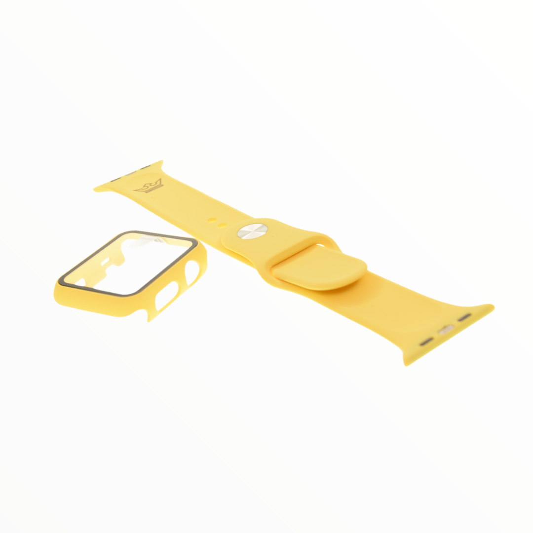 Accesorio el rey pulsera con bumper y protector de pantalla apple watch 42 mm color amarillo