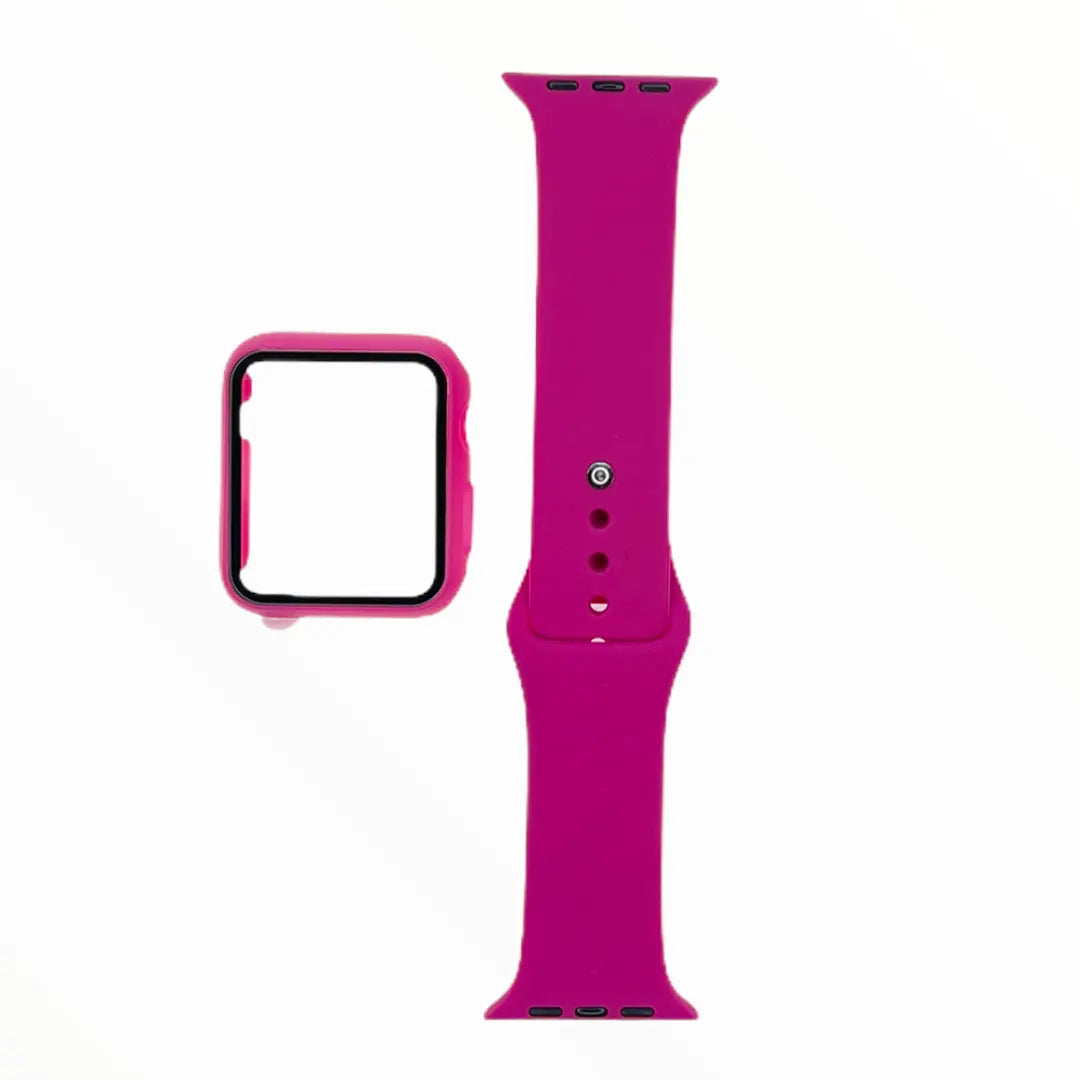 Accesorio El Rey Pulsera Con Bumper Y Protector De Pantalla Apple Watch 44 Mm Color Rojo Rosa DIGITALSHOP