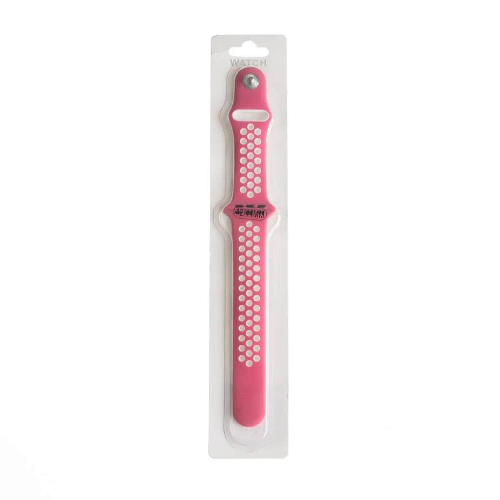 Accesorio El Rey Pulsera Tipo Nike Apple Watch 42 / 44 / 45 Mm Color Rosa Sandia / Blanco DIGITALSHOP