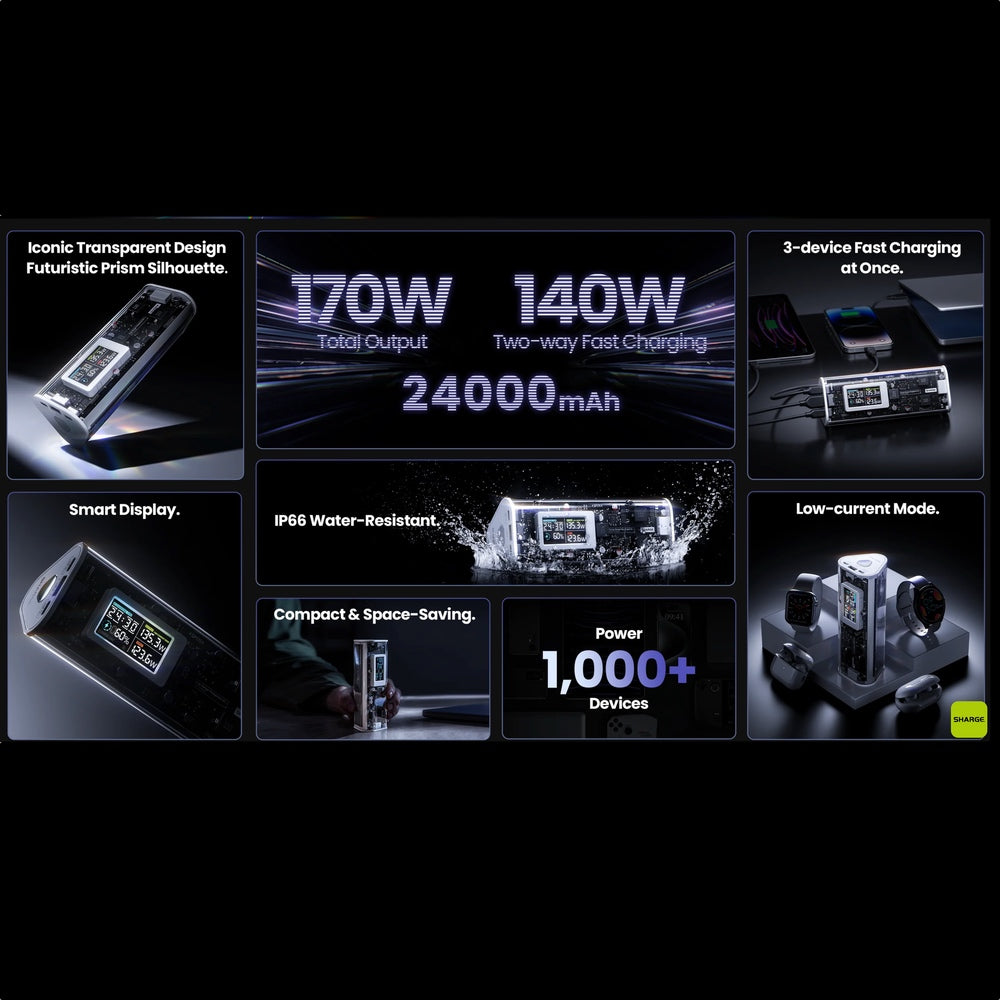 Accesorio sharge bateria shargeek 170 capacidad 24,000 mha black/yellow color negro