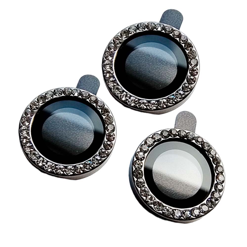 Accesorio el rey vidrio templado camara iphone 15 pro diamantes color gris