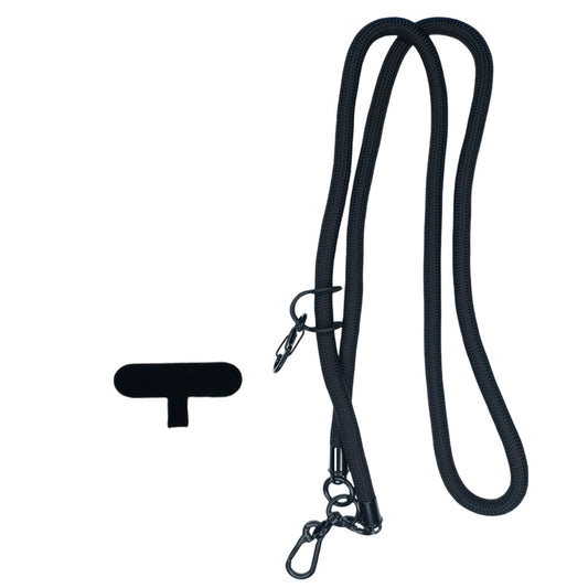 Accessory the king strap 8mm 1.2 m long with new holder with key hanger and headphones black color