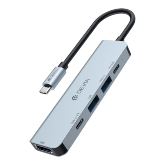 Devia EC702 Leopard Series C to USB*2+C+PD 100W+HDMI(4K)) 5 In 1 HUB color deep gray