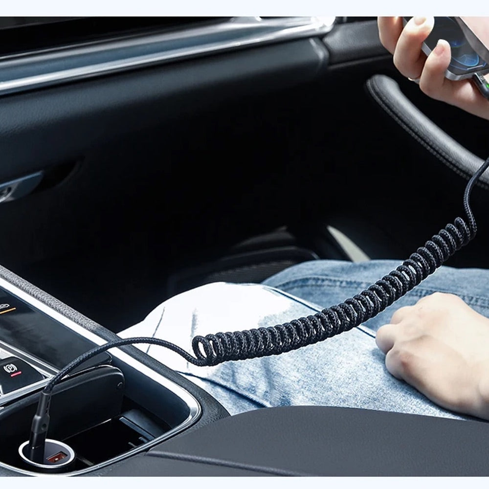 Cable mcdodo lightning ca-1960 36w pd type c to lightning car spring colocho cable color negro