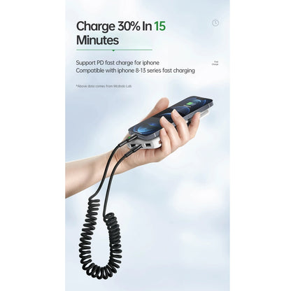 Cable mcdodo lightning ca-1960 36w pd type c to lightning car spring colocho cable color negro