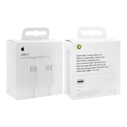 Cable apple tipo c  a tipo c 240w trenzado 2m color blanco