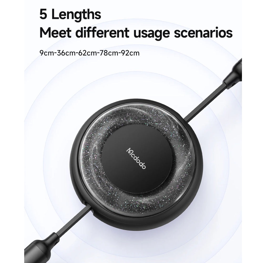 Cable mcdodo tipoc ca-5220 3 in 1 100w usb-c to lightning+micro+type-c super fast charging data cable 1.2m color negro