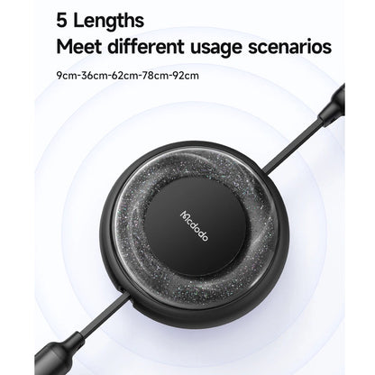 Cable mcdodo tipoc ca-5220 3 in 1 100w usb-c to lightning+micro+type-c super fast charging data cable 1.2m color negro