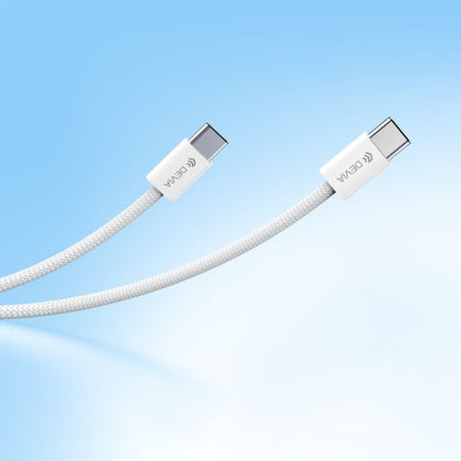 Cable devia tipoc smart series c to c pd 60w woven fast cable (3a,1m) color blanco