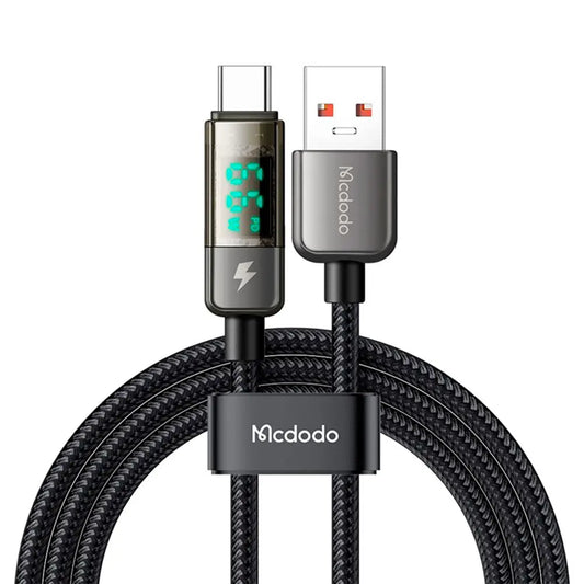 Cable mcdodo usb ca-3631 - 1.8 metros con la  funcion de  auto disconnect con pantalla led para indicador  usb a tipo c color negro DIGITALSHOP