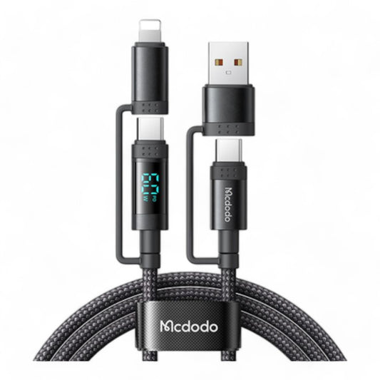 Cable mcdodo usb ca-1990 mcdodo 4 en 1 charging cable + led watt display color negro DIGITALSHOP