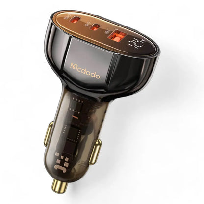 Cargador mcdodo carro cc-2310 100w pd car charger - prism series (3 ports, digital display) color negro DIGITALSHOP