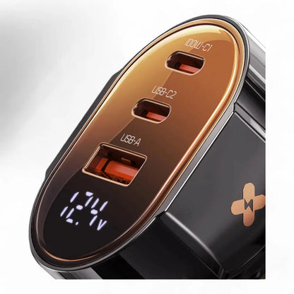 Cargador mcdodo carro cc-2310 100w pd car charger - prism series (3 ports, digital display) color negro DIGITALSHOP