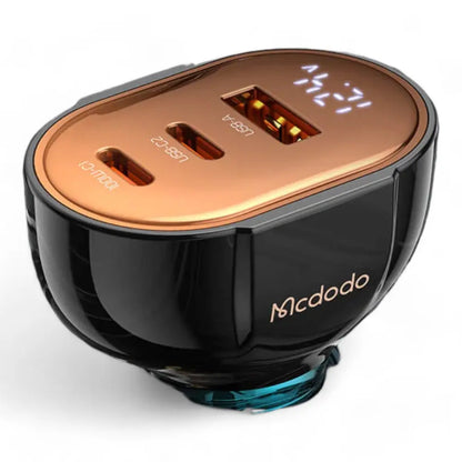 Cargador mcdodo carro cc-2310 100w pd car charger - prism series (3 ports, digital display) color negro DIGITALSHOP