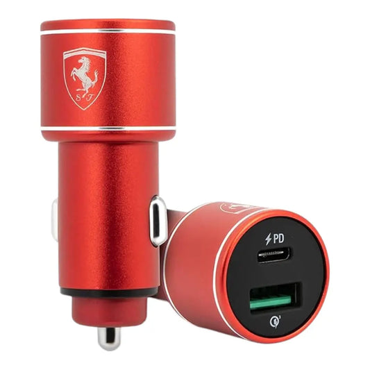 Cargador ferrari carro car charger [official licensed] by cg mobile | usb type-c car charger 36w, printed shield logo qc 3.0 color rojo DIGITALSHOP