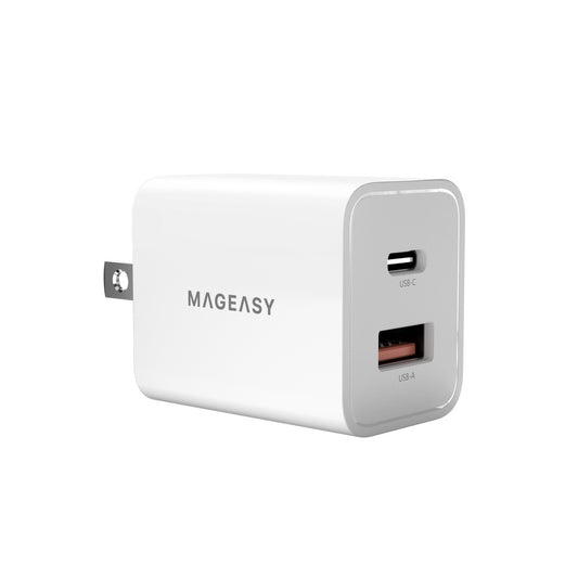 Switcheasy wall charger force gan 30w ultra light 1 type c 1 usb ultra fast ports white color